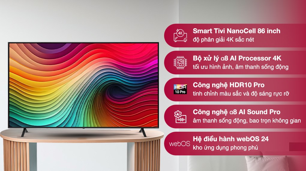 Smart Tivi LG AI 4K NanoCell 86 inch 86NANO81TSA
